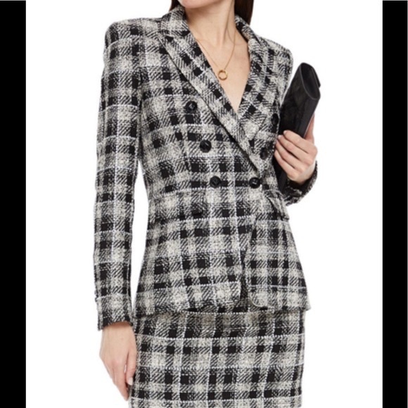 Veronica Beard Rhinestone Miller Plaid Tweed Dickey Jacket Size 4 Crystals